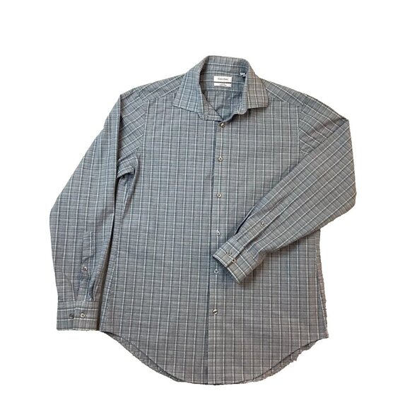 Calvin Klein Slim Fit Long Sleeve Button Up Shirt Mens Size 15-15.5 32/33 M - Picture 3 of 9